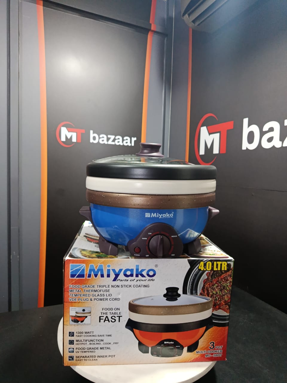 Miyako 4 Liter 3 Pot Electric Curry Cooker MC-380T | Miyako Electric Korai | Miyako Electric Multifunction Cooker | 1300 Watt