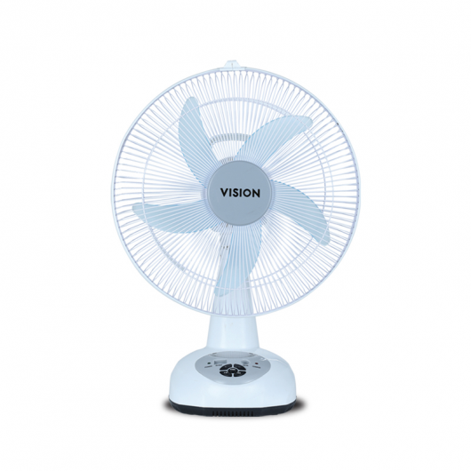 VISION Rechargeable Table Fan 14'' White With USB Charger