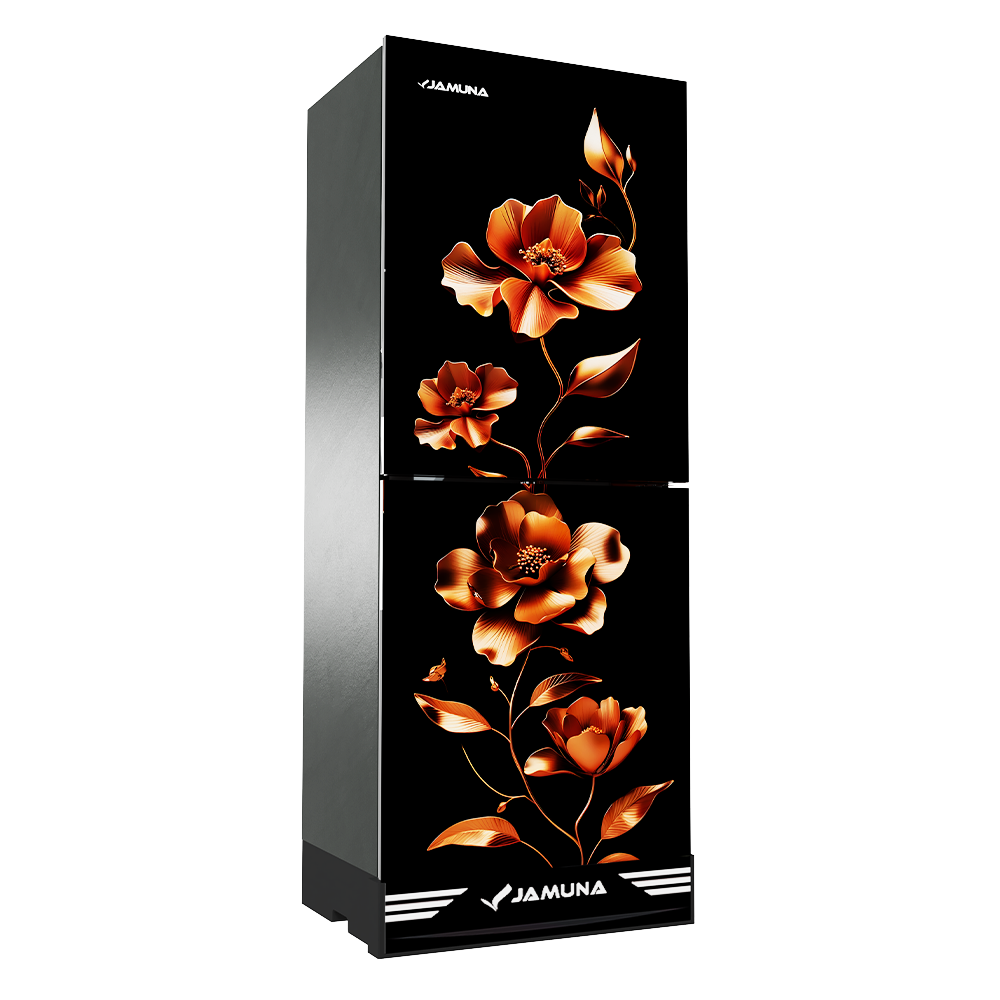 Jamuna 348L Refrigerator JE6-BM3D8QD Luxury Leaf,Magical Black, Gold Rose ,Blue Habiscus